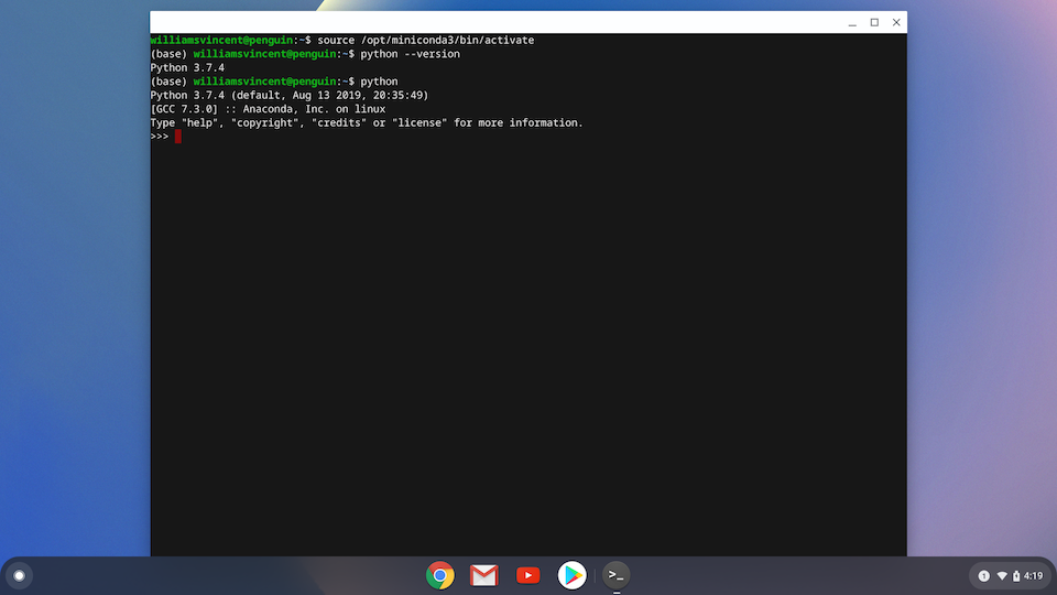 Python Script on ChromeBook