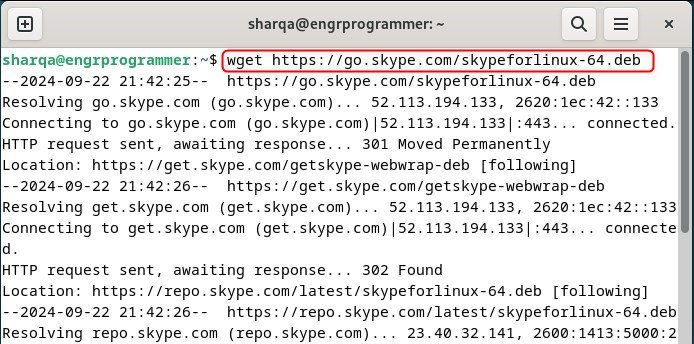 Downloading skype deb file