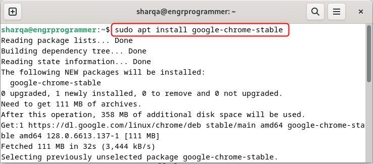 Installing Chrome using Command Line