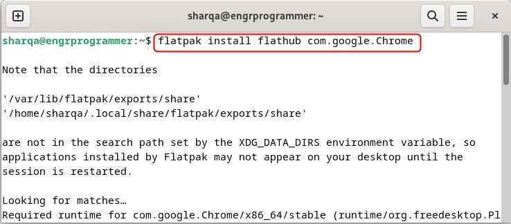 Installing Chrome using flatpak