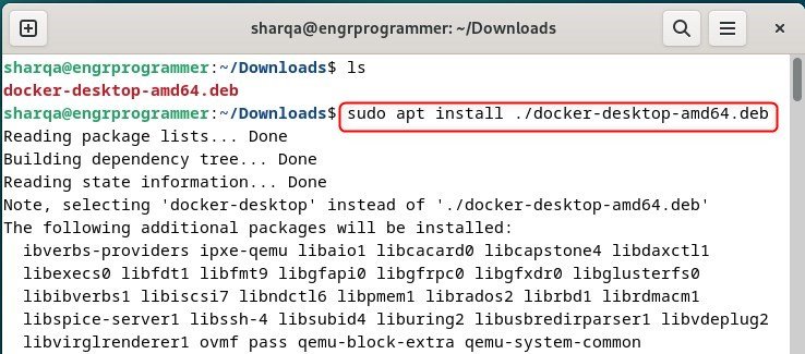 Downloading the Docker's deb file on debian