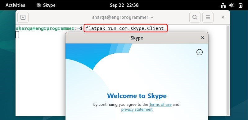 Lauching skype using flatpak on Debian 12