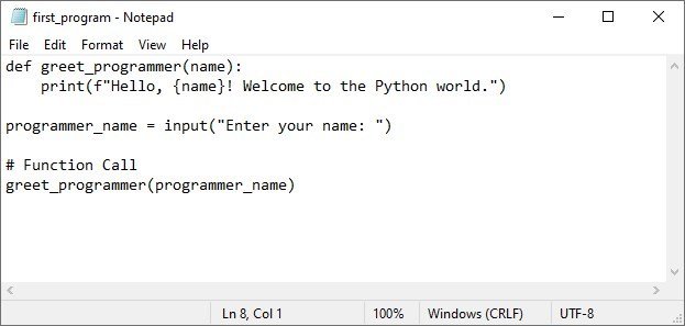 editing python file in notepad