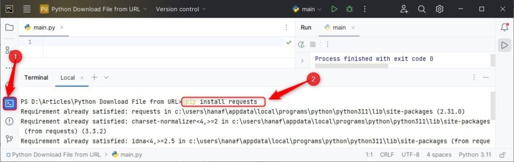 installing requests library using pip