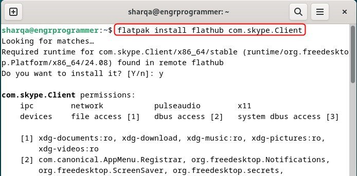 installing skype using flatpak