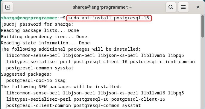 installing the PostgreSQL 16 server