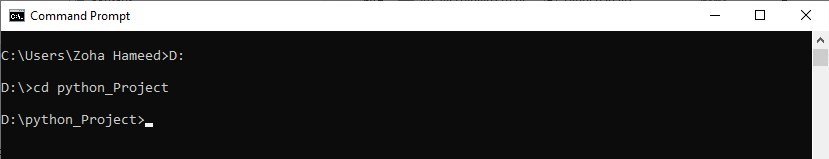 moving to python project folder using command prompt