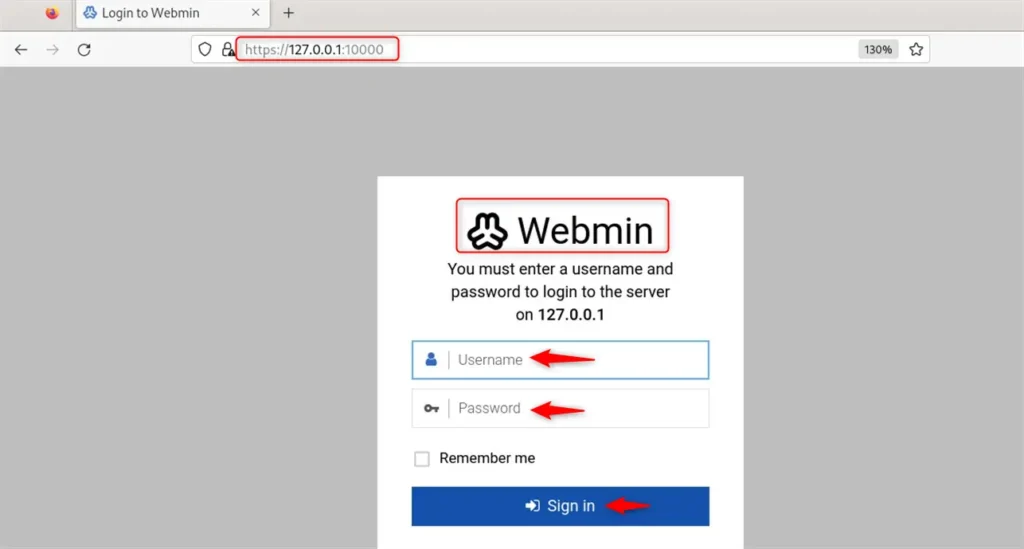 Access Webmin on Debian 12