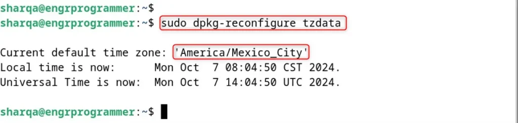 verify current Timezone Debian 12