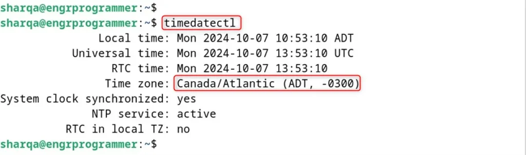 view current Timezone on Debian 12