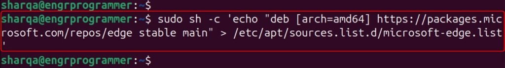 Add the Microsoft Edge Repository to source list