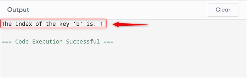 Get the Index of Key in Python Dictionary using List Comprehension