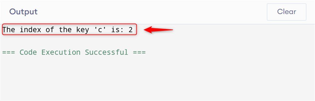 Get the Index of Key in Python Dictionary using Loop