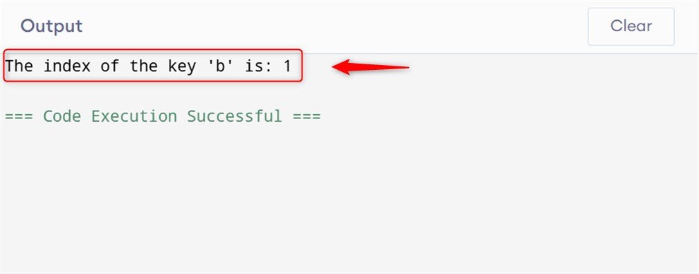 Get the Index of Key in Python Dictionary using list() Function