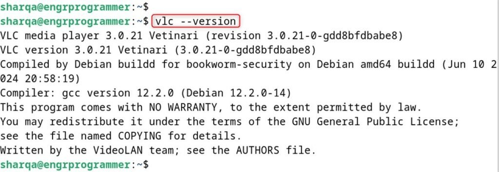 Verify the VLC Installation on Debian 12