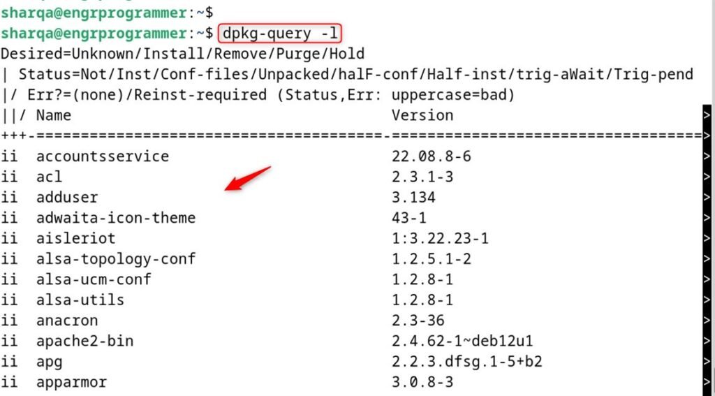 List Installed Packages on Debian 12 using dpkg-query