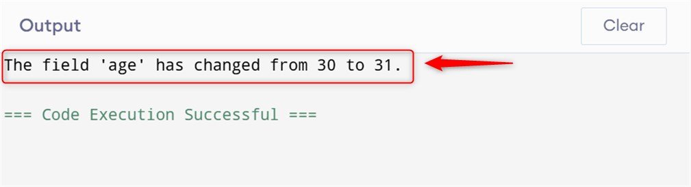 how to check if field has changed in python Using class and properties