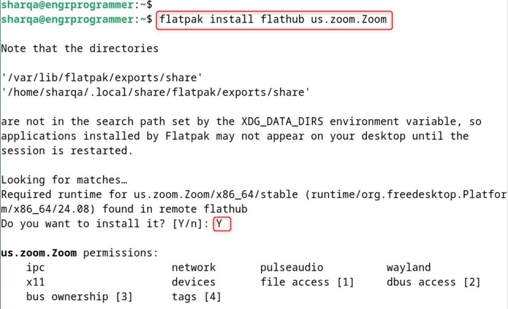 install zoom on debian 12 via flatpak