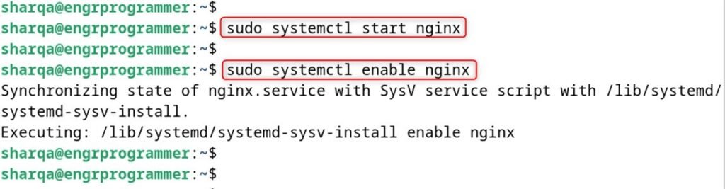 start and enable nginx server on debian 12